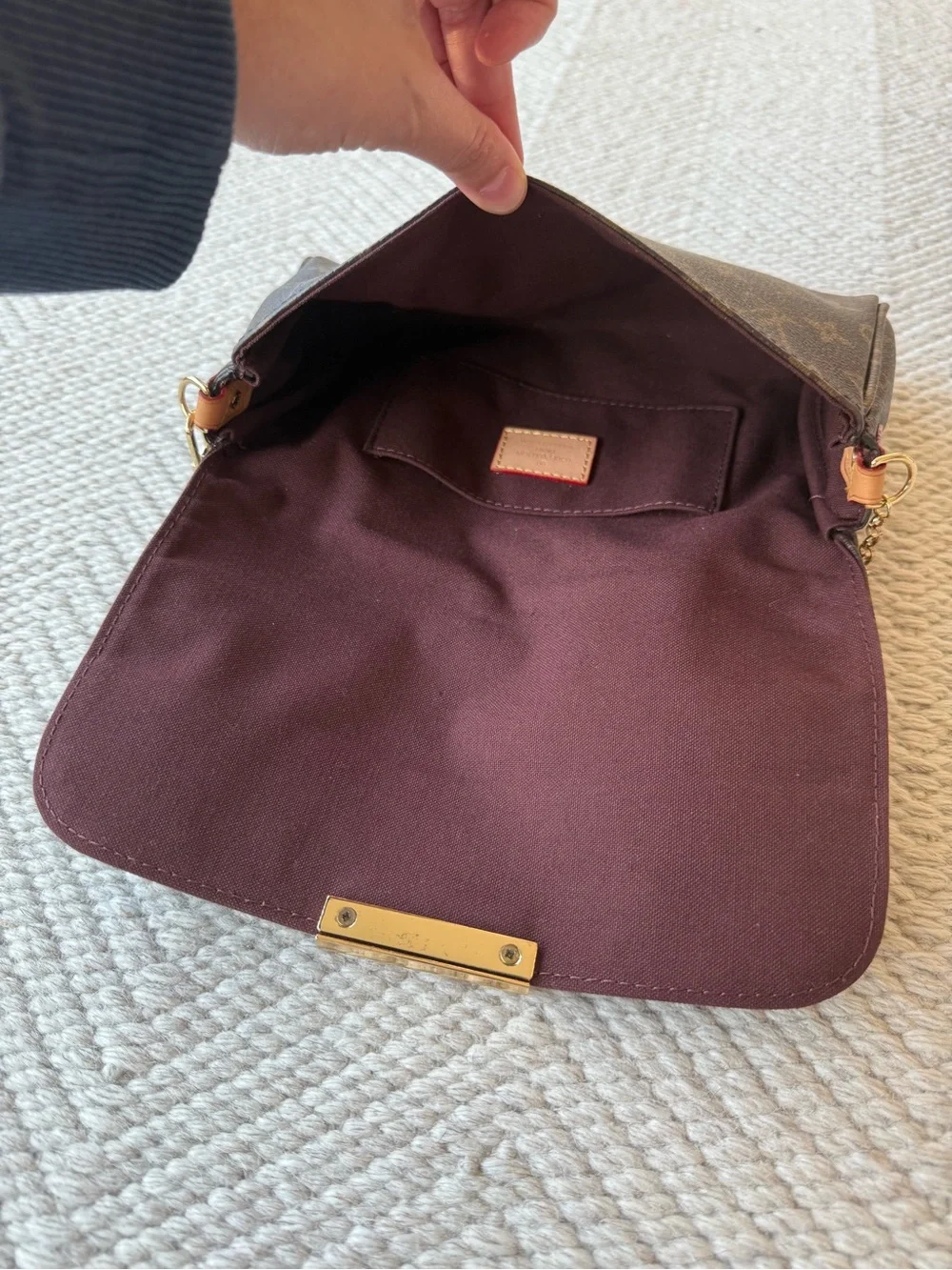 Louis Vuitton Favorite Monogram Canvas Brown and Gold Chain Shoulder Bag
